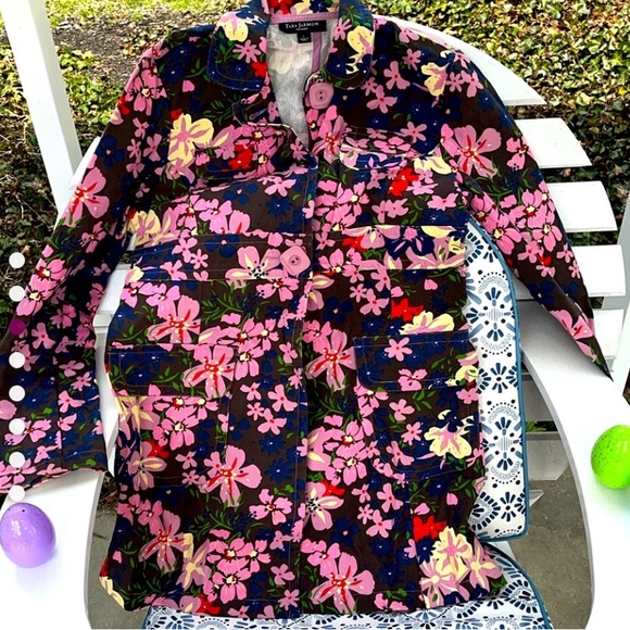 Tara Jarmon Pink Blazer Vibrant Floral Design - Picture 1 of 6